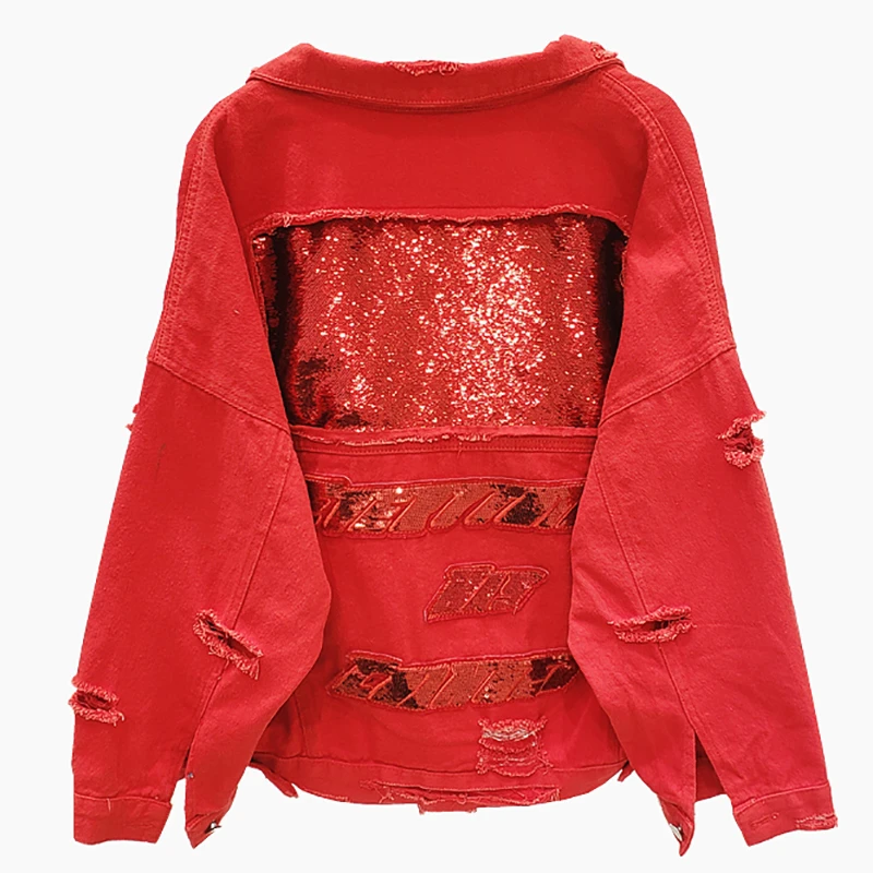 SeeBeautiful New Fashion Spring 2021 Sequins Holes Lapel Long Sleeve Single Breasted Cowboy Jacket Denim Coat Women W410
SeeBeautiful New Fashion Spring 2021 Sequins Holes Lapel Long Sleeve Single Breasted Cowboy Jacket Denim Coat Women W410