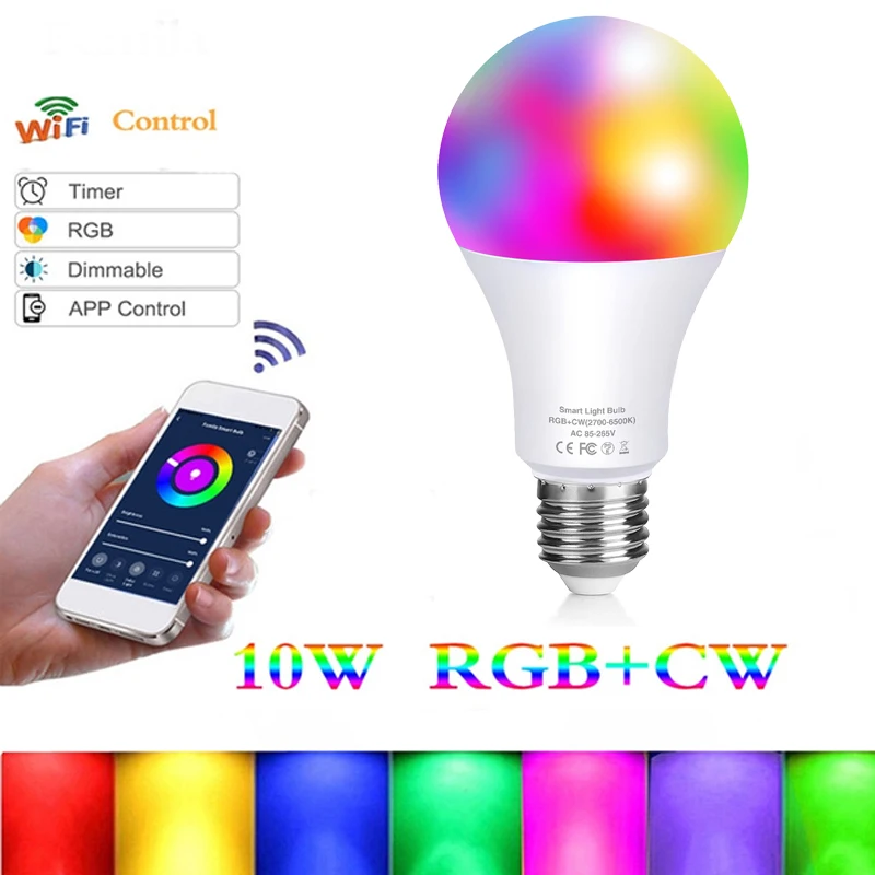 10W WiFi Smart Bulb E27 LED Lamp Bluetooth Dimmable Timed Sir Smart WiFi Light Bulb IOS/Android Phone APP Voice Control Lighting
10W WiFi Smart Bulb E27 LED Lamp Bluetooth Dimmable Timed Sir Smart WiFi Light Bulb IOS/Android Phone APP Voice Control Lighting