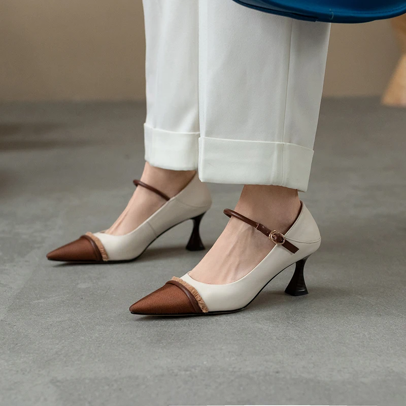 Genuine Leather Mary Janes Shoes New Buckle Strap Spring/Autumn Pointed Toe Shallow Pumps Fashion High Heel Size 34-39 Handmade
Genuine Leather Mary Janes Shoes New Buckle Strap Spring/Autumn Pointed Toe Shallow Pumps Fashion High Heel Size 34-39 Handmade