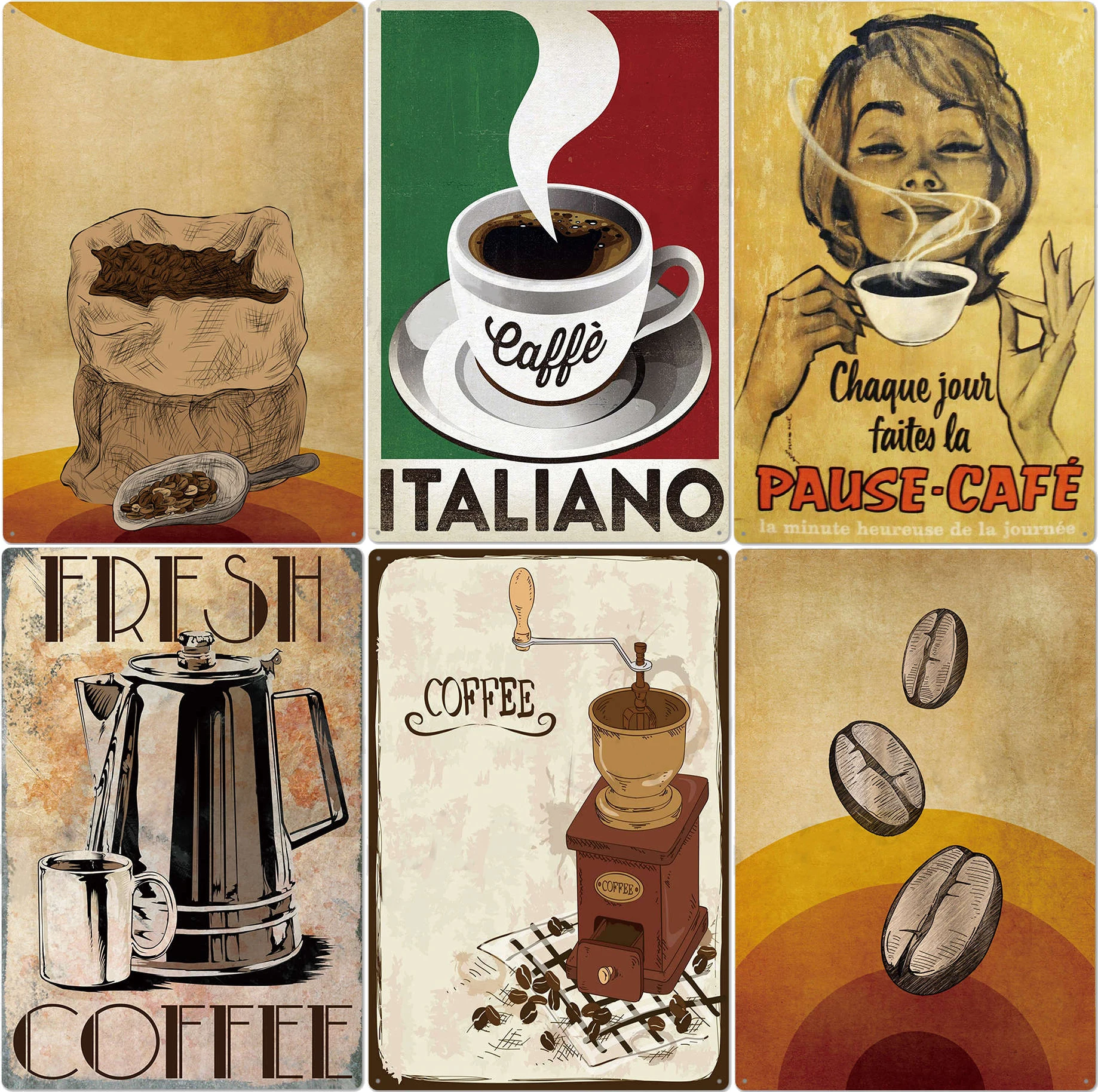 Coffee Tin Sign Vintage Metal Sign Plaque Metal Vintage Wall Decor for Kitchen Coffee Bar Cafe Retro Metal Posters Iron Painting 
Coffee Tin Sign Vintage Metal Sign Plaque Metal Vintage Wall Decor for Kitchen Coffee Bar Cafe Retro Metal Posters Iron Painting