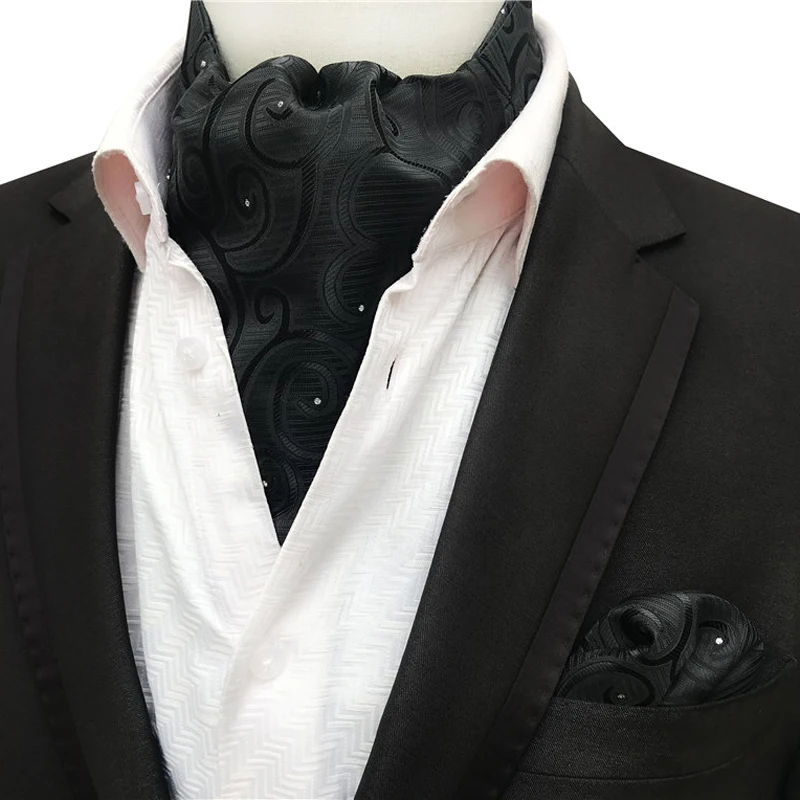 Gentlemen Ascot Set Luxury Black Paisley Pattern Formal Scarf Sets with Pocket Square
Gentlemen Ascot Set Luxury Black Paisley Pattern Formal Scarf Sets with Pocket Square