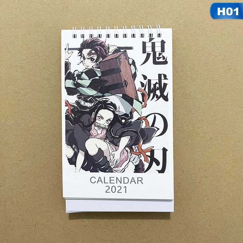 

2021 Anime Demon Slayer Kimetsu No Yaiba Desk Calendar Kamado Tanjirou Cartoon Figure Desk Calendars Daily Schedule Planner 1PC