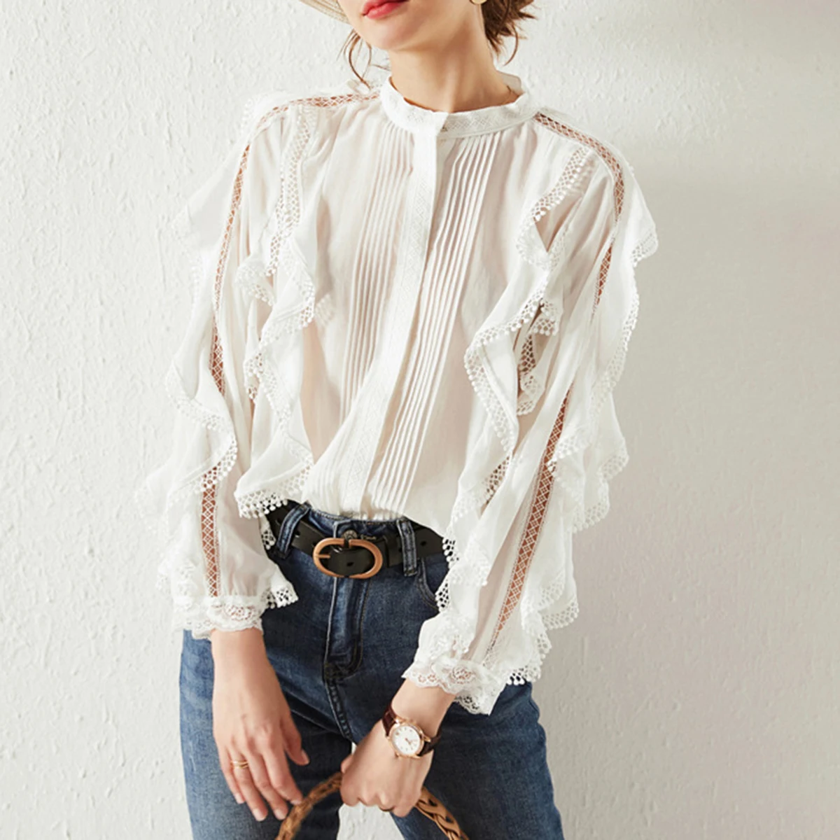 Pirate Curiosity French Ruffle Women Blouse Shirt White Stitching Lace Elegant Shirt Office Lady Shirts Top 2022 Fall Blouse
Pirate Curiosity French Ruffle Women Blouse Shirt White Stitching Lace Elegant Shirt Office Lady Shirts Top 2022 Fall Blouse
