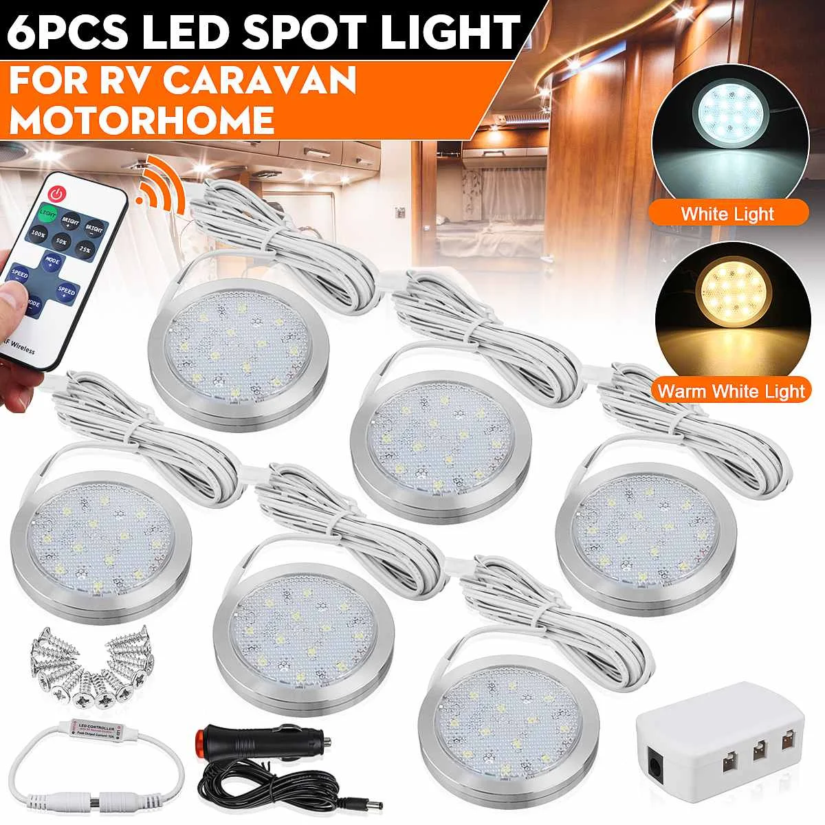 6pcs 12V Metal Car Interior White LED Spot Roof Light White Light Reading Lamp For VW T4 T5 Camper Van Caravan Motorhome RV
6pcs 12V Metal Car Interior White LED Spot Roof Light White Light Reading Lamp For VW T4 T5 Camper Van Caravan Motorhome RV