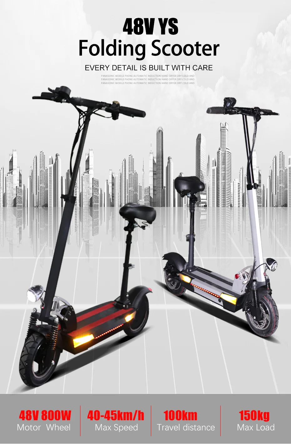 JS High Power Electric Scooter X48 for Adults 2 Wheels 48V 800W Low carbon Foldable Portable Energy E-scooter Max Speed 45km/h
JS High Power Electric Scooter X48 for Adults 2 Wheels 48V 800W Low carbon Foldable Portable Energy E-scooter Max Speed 45km/h