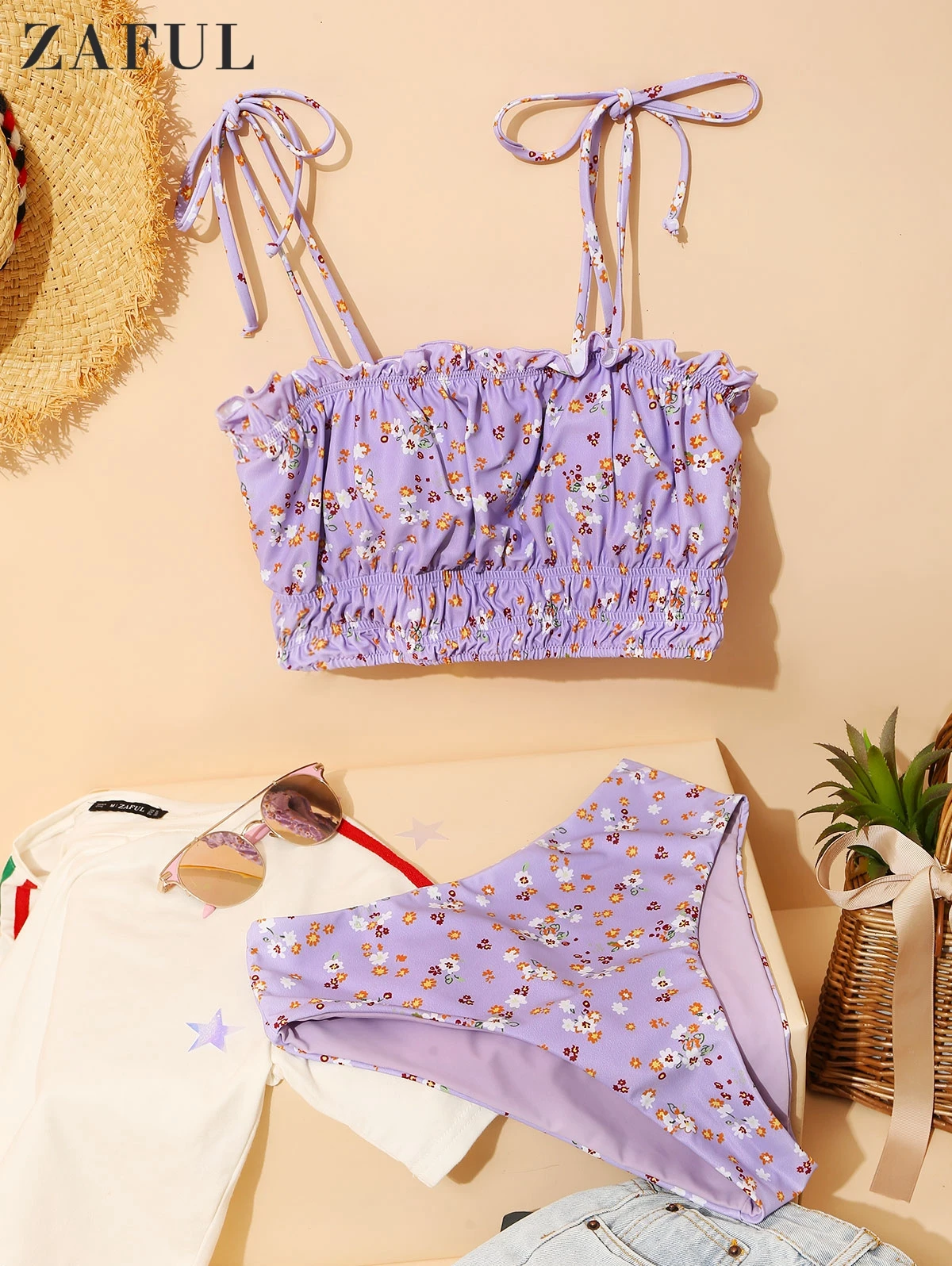 ZAFUL Ditsy Floral Tankini Bikini Set Women Tie Shoulder Swimsuit Sexy Female Print Swimwear Bathing Suit Brazilian Biquini 2021
ZAFUL Ditsy Floral Tankini Bikini Set Women Tie Shoulder Swimsuit Sexy Female Print Swimwear Bathing Suit Brazilian Biquini 2021
