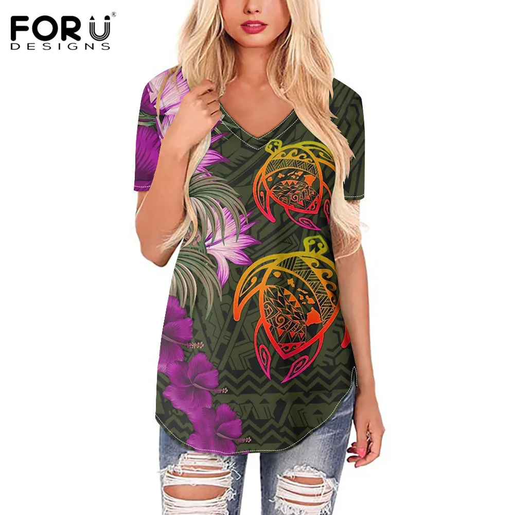 FORUDESIGNS Tropical Hibiscus Flowers Pattern Sexy Blouses Enthic Sea Turtle Loose Blusas Woman High Elastic Breath Leisure Tees
FORUDESIGNS Tropical Hibiscus Flowers Pattern Sexy Blouses Enthic Sea Turtle Loose Blusas Woman High Elastic Breath Leisure Tees