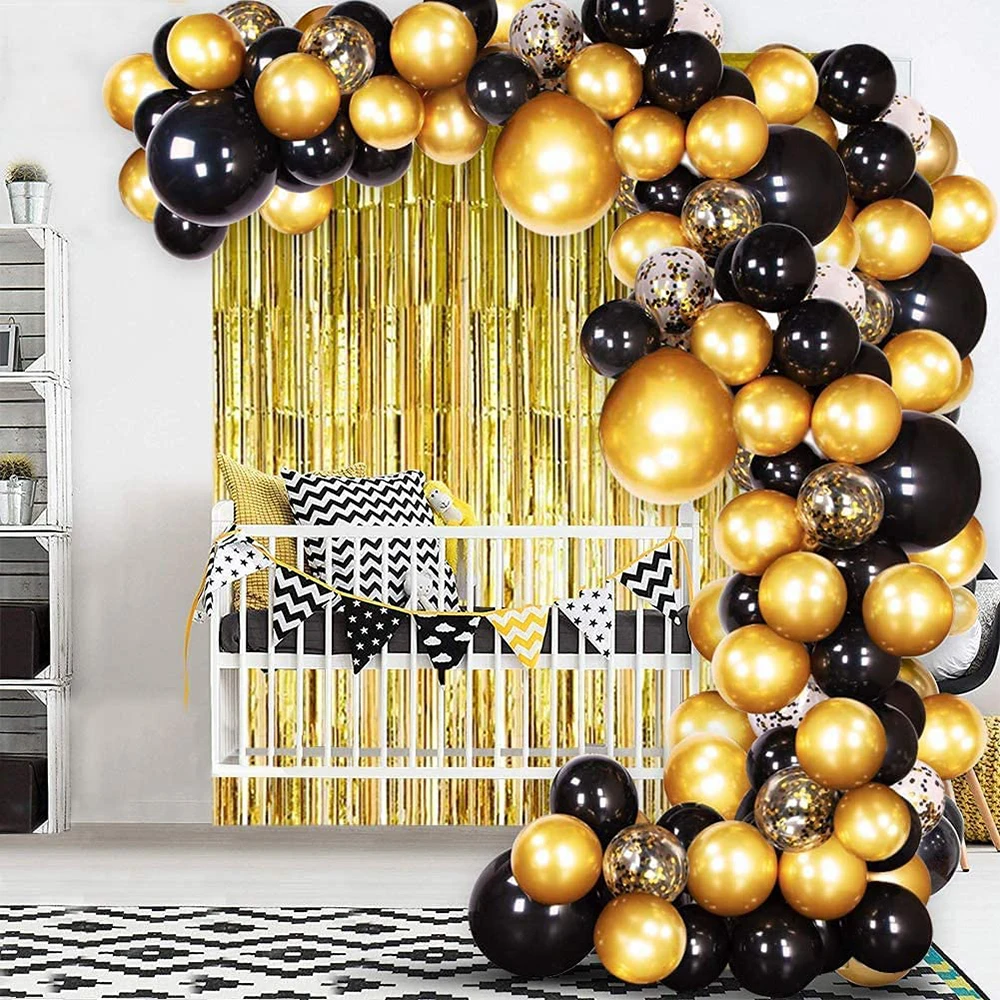 115pcs/lot Black Gold Balloons Gold Tinsel Curtain Black Gold Balloons Birthday Garland for Wedding Birthday Party Supplies Deco
115pcs/lot Black Gold Balloons Gold Tinsel Curtain Black Gold Balloons Birthday Garland for Wedding Birthday Party Supplies Deco