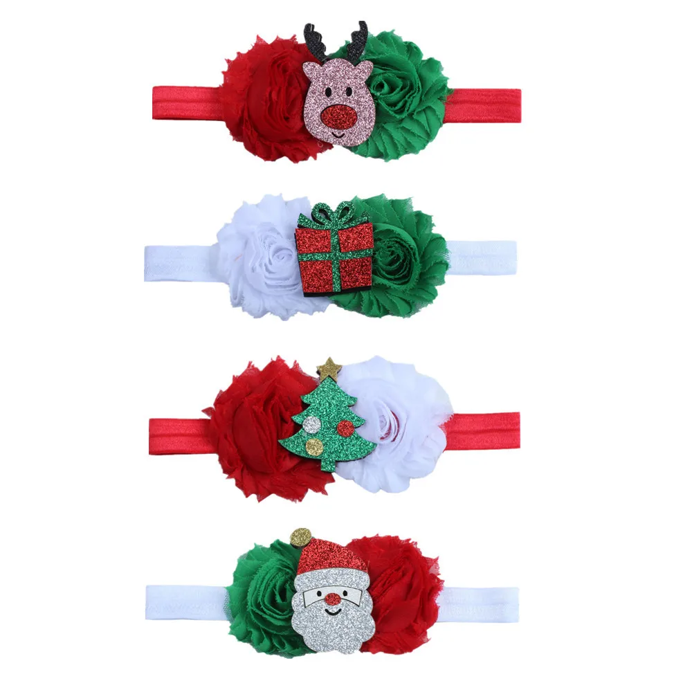 1 шт. Рождественская повязка на голову с цветами для маленьких девочек лента