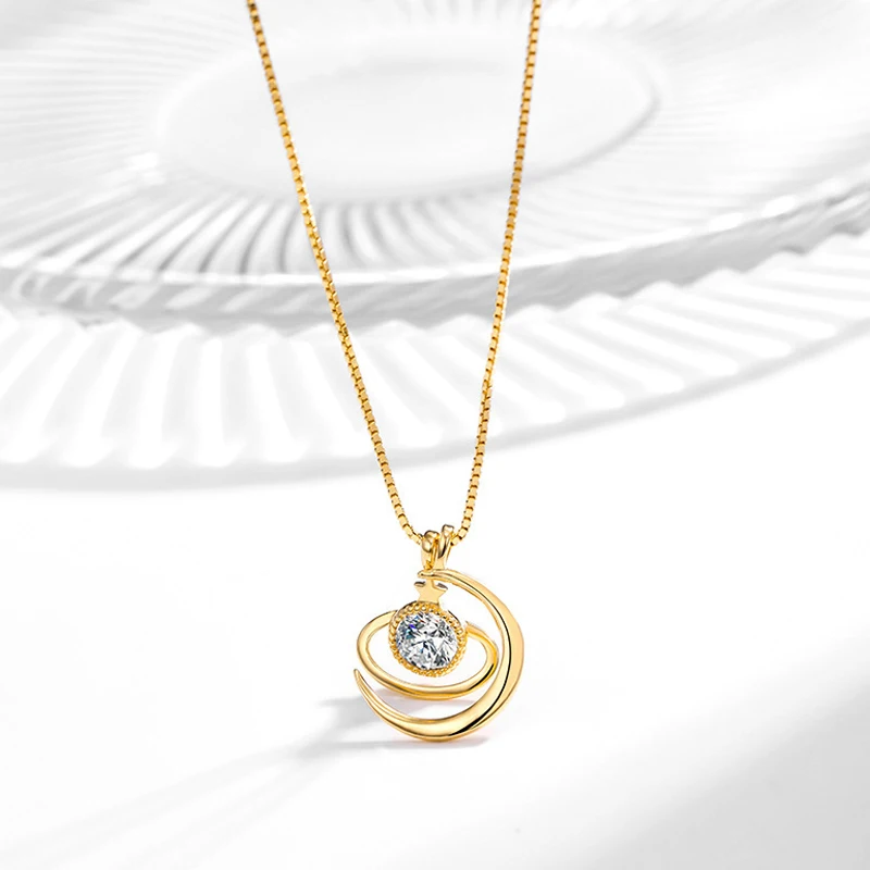 New Light Of Stars And Moon Necklace Jewelry Clavicle Chain Pendant 925 sterling Silver Jewelry Fashion Women Best Quality
New Light Of Stars And Moon Necklace Jewelry Clavicle Chain Pendant 925 sterling Silver Jewelry Fashion Women Best Quality