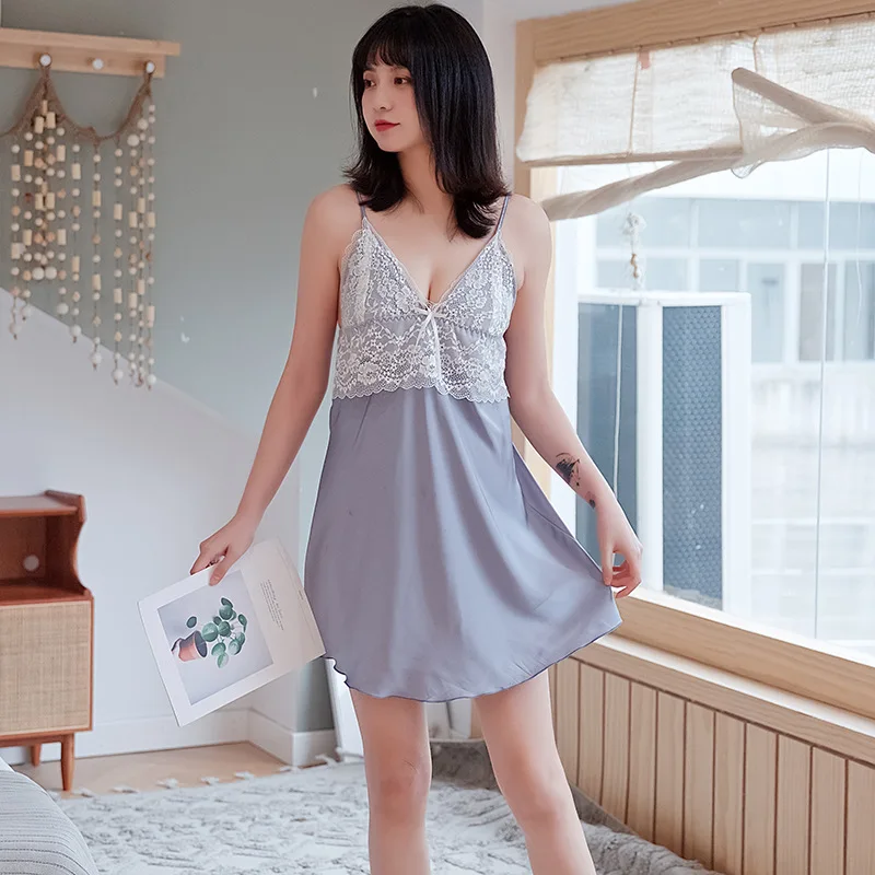 Sexy Backless Nightgown Sleepshirt Womens Satin Lace Nighty Nightdress Casual Summer Spaghetti Strap Dress Gown Home Clothes
Sexy Backless Nightgown Sleepshirt Womens Satin Lace Nighty Nightdress Casual Summer Spaghetti Strap Dress Gown Home Clothes