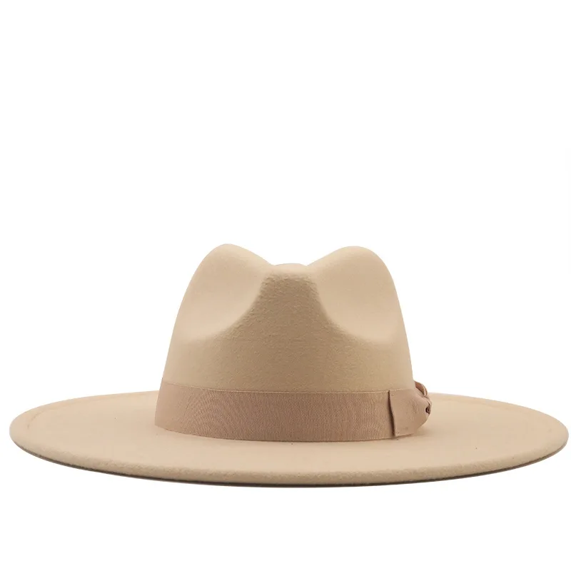 New Women Men Big Edge Felt Fedora Hats 9.5cm Big Wide Brim Derby Wedding Church Jazz Hats
New Women Men Big Edge Felt Fedora Hats 9.5cm Big Wide Brim Derby Wedding Church Jazz Hats