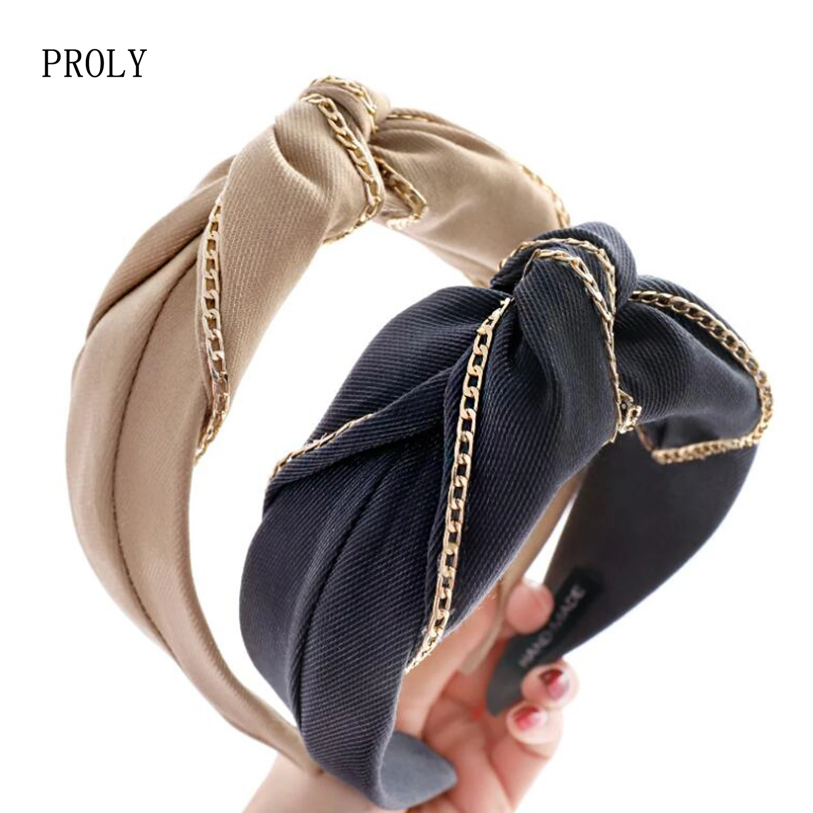 PROLY New Fashion Women Hairband Wide Side Chain Entanglement Knot Solid Color Top Quality Turban Headband Hair Accessories
PROLY New Fashion Women Hairband Wide Side Chain Entanglement Knot Solid Color Top Quality Turban Headband Hair Accessories