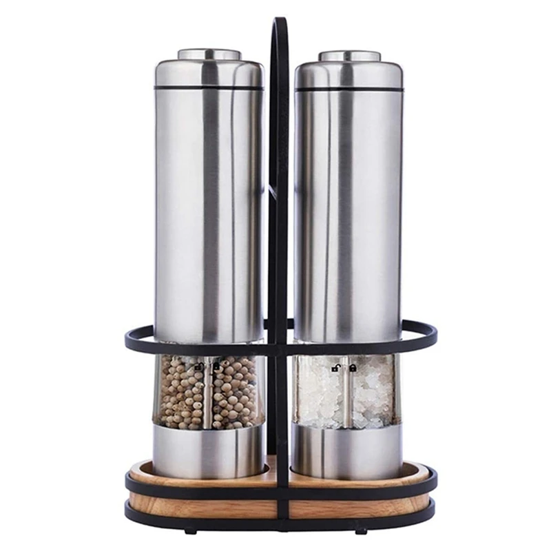 2 Pcs Salt and Pepper Mill Set,Electric Pepper Mills with Stand,Ceramic Grinders with Adjustable Coarseness
2 Pcs Salt and Pepper Mill Set,Electric Pepper Mills with Stand,Ceramic Grinders with Adjustable Coarseness