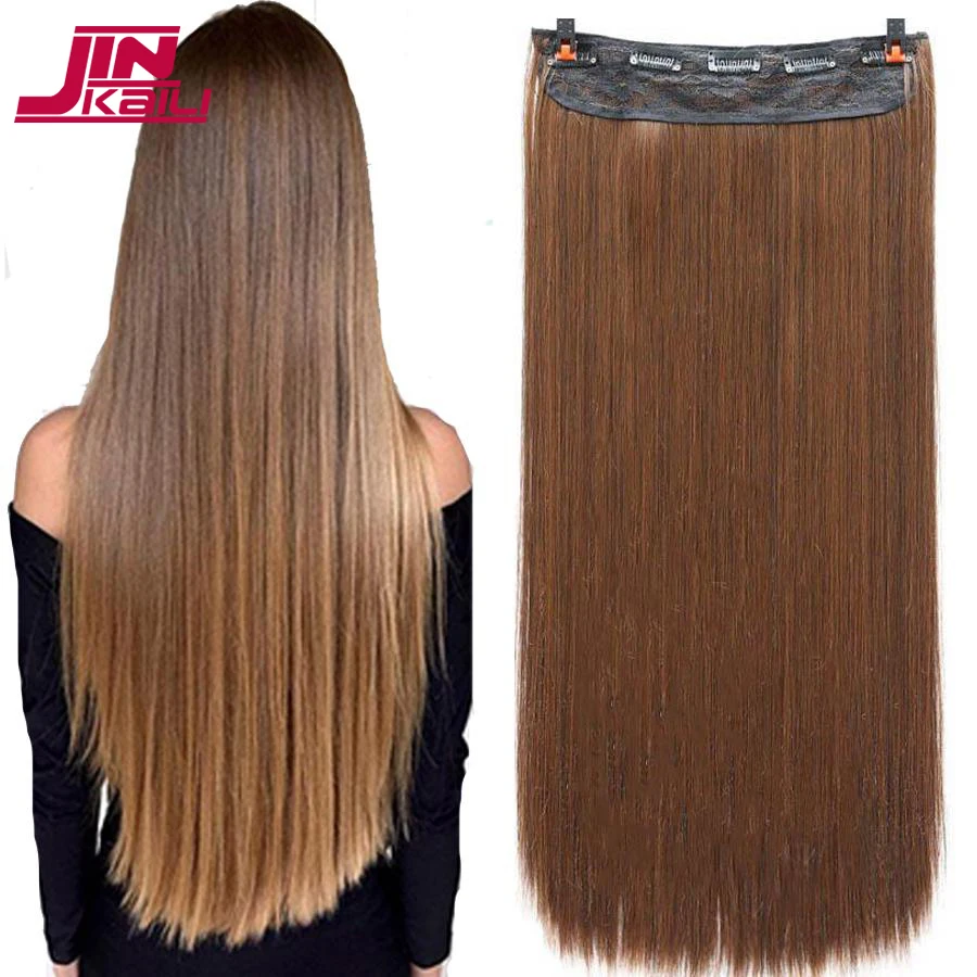 JINKAILI Synthetic Clip-In Hair Extensions Long Straight 24-Inch Heat Resistant Wavy Hairpiece High Temperature Fiber False Hair
JINKAILI Synthetic Clip-In Hair Extensions Long Straight 24-Inch Heat Resistant Wavy Hairpiece High Temperature Fiber False Hair