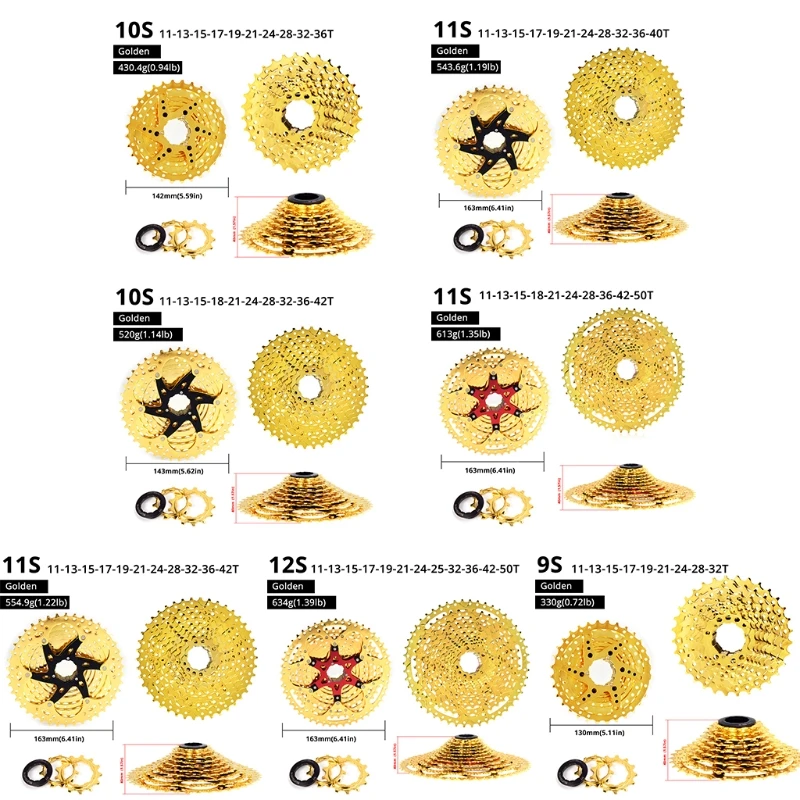 Cassette 11-32T MTB Gold Cassette 9S 10S 11S 12S Fit for Mountain Bike, Road Bicycle, MTB, BMX, SRAM D0LB
Cassette 11-32T MTB Gold Cassette 9S 10S 11S 12S Fit for Mountain Bike, Road Bicycle, MTB, BMX, SRAM D0LB