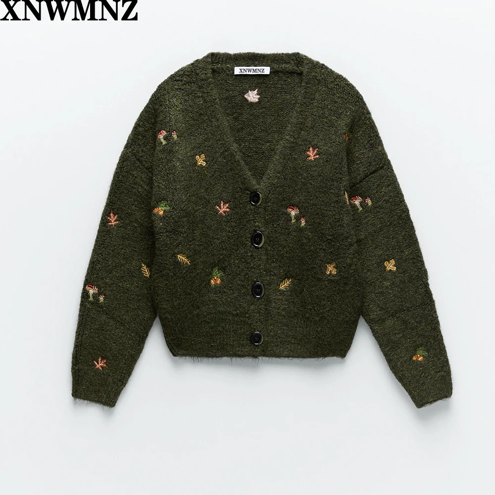 XNWMNZ Za women Vintage knit cardigan with embroidery Long sleeves V-neck ribbed trims Cardigan Female Elegant sweater Outerwear
XNWMNZ Za women Vintage knit cardigan with embroidery Long sleeves V-neck ribbed trims Cardigan Female Elegant sweater Outerwear