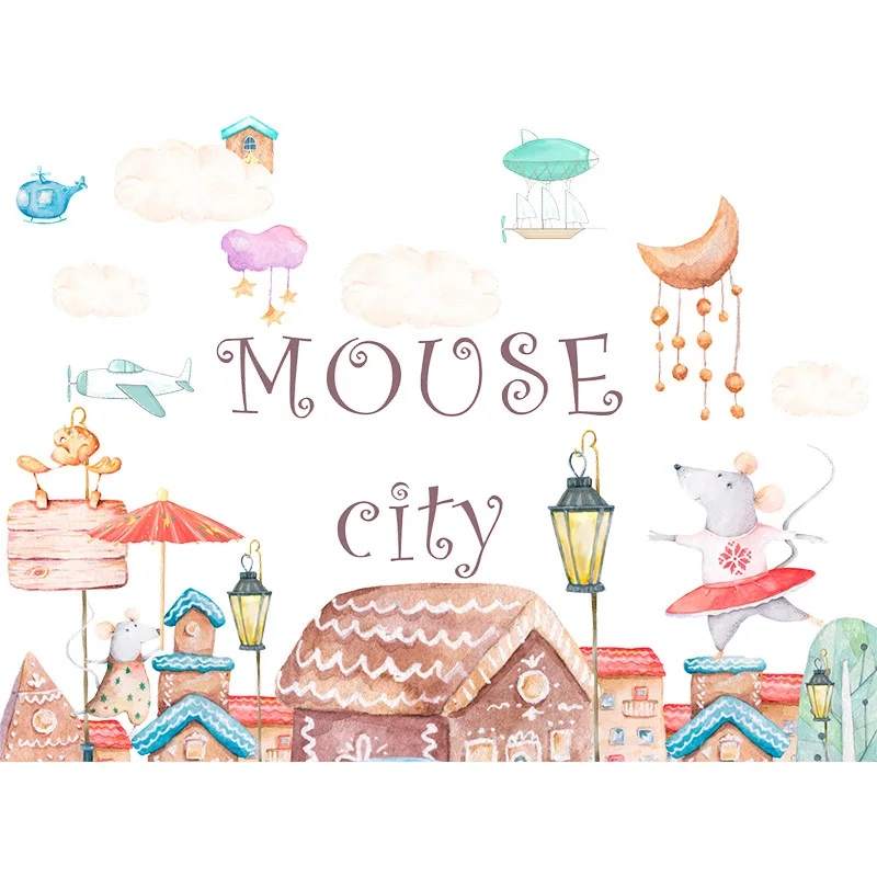 Cartoon Mouse City Wall Stickers for Kids Rooms Baby Bedroom Wall Decals Nursery Mural Children's Wallpaper Self-adhesive
Cartoon Mouse City Wall Stickers for Kids Rooms Baby Bedroom Wall Decals Nursery Mural Children's Wallpaper Self-adhesive
