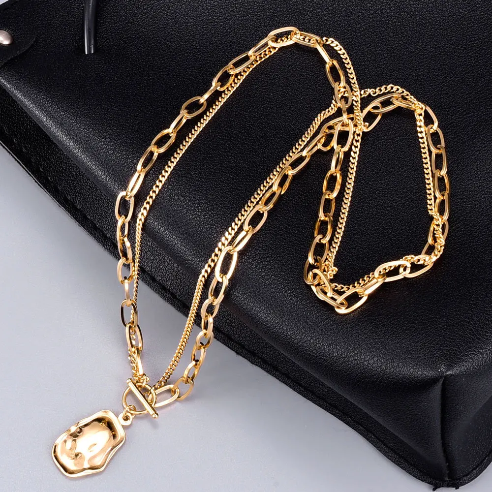 Women Fashion OT Double Layer Pendant Necklace Gold Color Titanium Steel Jewelry Woman Punk Accessories Never Fade
Women Fashion OT Double Layer Pendant Necklace Gold Color Titanium Steel Jewelry Woman Punk Accessories Never Fade
