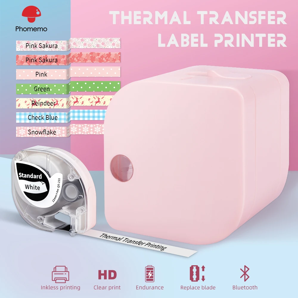 

Phomemo P12 Handheld Portable Bluetooth Label Maker Thermal Transfer Printing 12mm Thermal Plastic Label Tape for Office or Home