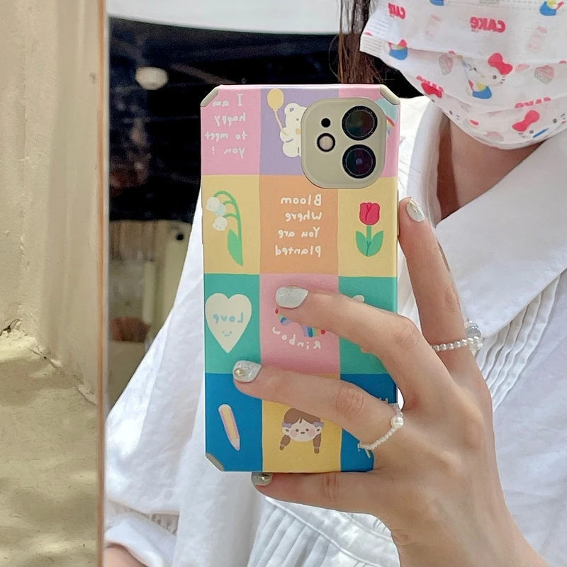 Cute Cartoon Flower Rainbow Label Korean Phone Case For iPhone 11 Pro Max 12 Pro X Xs Max Xr 7 8 Plus Cases Soft Leather Cover
Cute Cartoon Flower Rainbow Label Korean Phone Case For iPhone 11 Pro Max 12 Pro X Xs Max Xr 7 8 Plus Cases Soft Leather Cover