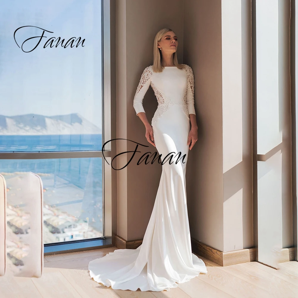 O-Neck Three Quarter Sleeve Lace Appliques Wedding Dresses Beading Mermaid Court Train Satin Bridal Gown Свадебное платье
O-Neck Three Quarter Sleeve Lace Appliques Wedding Dresses Beading Mermaid Court Train Satin Bridal Gown Свадебное платье