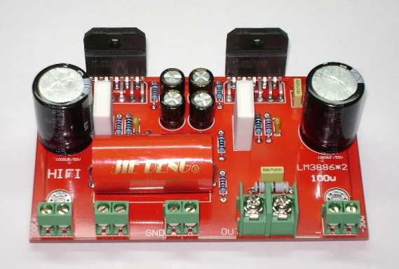 KYYSLB LM3886 * 2 100 Вт параллельная однотонная Плата усилителя лихорадки 103*65 мм DC30V |