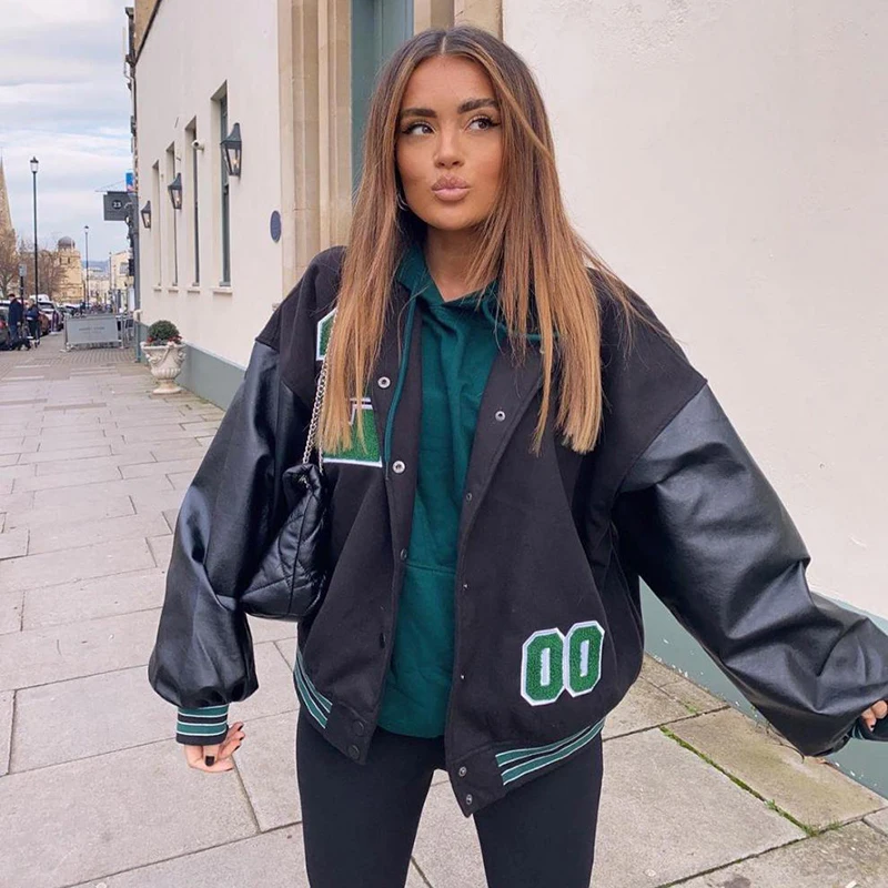 Winter Woman Jacket Fashion Cotton Leather Baseball Uniform 2021 Winter Clothes Women Patchwork Hip Hop Streetwear Coats
Winter Woman Jacket Fashion Cotton Leather Baseball Uniform 2021 Winter Clothes Women Patchwork Hip Hop Streetwear Coats