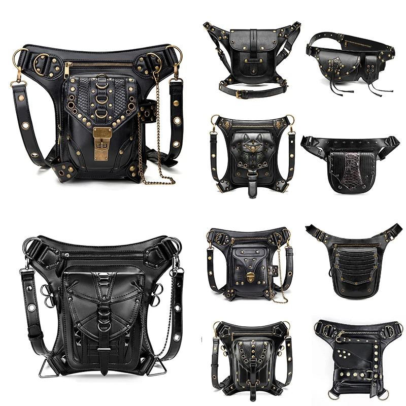 New Fashion PU Leather Steampunk Retro Waist Bag for Women Men Multi-function Black Travel Motorcycle Crossbody Chest Fanny Pack
New Fashion PU Leather Steampunk Retro Waist Bag for Women Men Multi-function Black Travel Motorcycle Crossbody Chest Fanny Pack