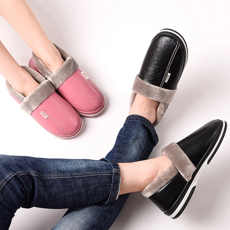 Winter house slippers men leather plush male shoes waterproof plus size anti dirty warm slippers package non-slip
Winter house slippers men leather plush male shoes waterproof plus size anti dirty warm slippers package non-slip