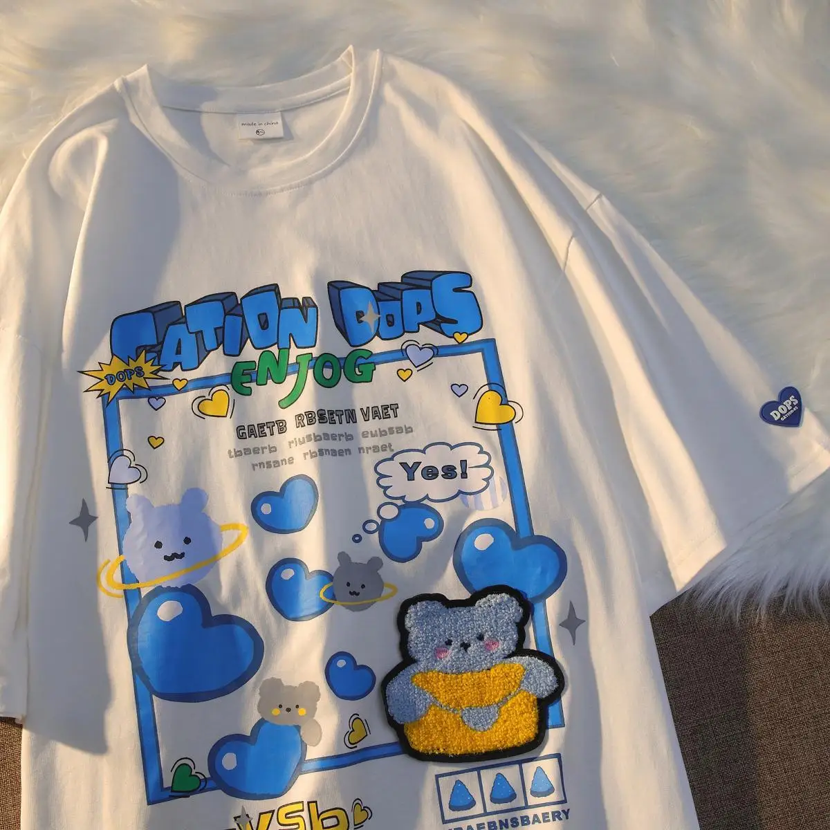 Cartoon Childlike Bear Korean Version 2021 Summer Flocking Short-sleeved T-shirt Small Fresh Female Top Couple Kawaii Clothes
Cartoon Childlike Bear Korean Version 2021 Summer Flocking Short-sleeved T-shirt Small Fresh Female Top Couple Kawaii Clothes