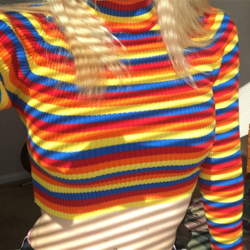 Women's Turtlenecks Sweater 2021 Rainbow Stripes Fashion Knitted Pullovers Warm Ladies Sweaters Casual Long Sleeve Jumper Tops
Women's Turtlenecks Sweater 2021 Rainbow Stripes Fashion Knitted Pullovers Warm Ladies Sweaters Casual Long Sleeve Jumper Tops