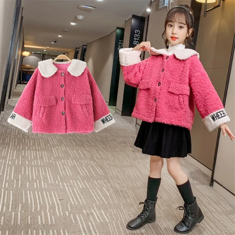 Spring Winter Girl Coat Jackets Warm Lapel Clothing Kids Teenage Children Letter Tops Loose Fashion Thicken Fluff Sweater 2021
Spring Winter Girl Coat Jackets Warm Lapel Clothing Kids Teenage Children Letter Tops Loose Fashion Thicken Fluff Sweater 2021