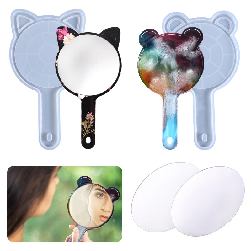 Bear Cat Handheld Makeup Mirror Resin Molds Cosmetic Mirror Silicone Moulds for DIY Epoxy Resin Decoration
Bear Cat Handheld Makeup Mirror Resin Molds Cosmetic Mirror Silicone Moulds for DIY Epoxy Resin Decoration