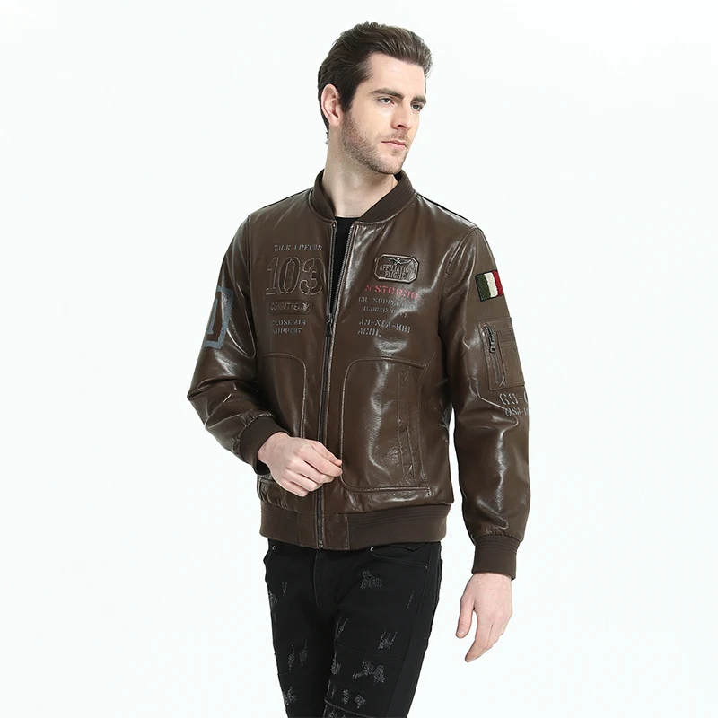 Men Leather Jacket Brown Sheepskin Printed Indian Head Men's Genuine Leather Jacket Thin Soft Man Leather Coat Autumn M199
Men Leather Jacket Brown Sheepskin Printed Indian Head Men's Genuine Leather Jacket Thin Soft Man Leather Coat Autumn M199
