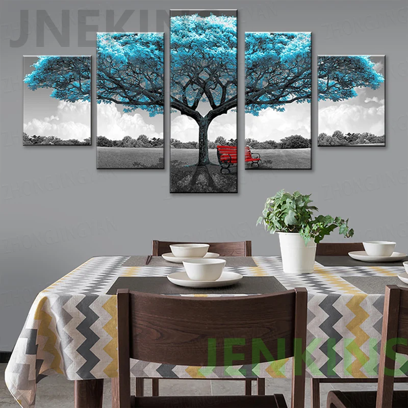 Wall Art Canvas Pictures Poster 5 Pieces Abstract Blue Tree Red Chair Scenery Paintings HD Print Frame Decor Modern Room
Wall Art Canvas Pictures Poster 5 Pieces Abstract Blue Tree Red Chair Scenery Paintings HD Print Frame Decor Modern Room