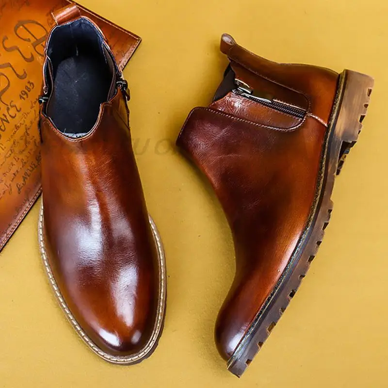 Мужские классические ботинки челси, черные, коричневые или серые винтажные ботильоны из натуральной кожи на двойной молнии, осень 2021
Мужские классические ботинки челси, черные, коричневые или серые винтажные ботильоны из натуральной кожи на двойной молнии, осень 2021