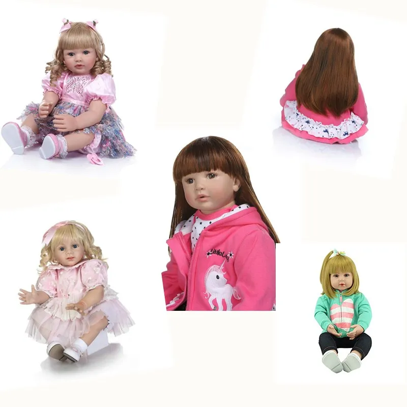 NPK 60 см Reborn Baby Doll липкий парик для волос 23 дюйма силикон реалистичный Dolls