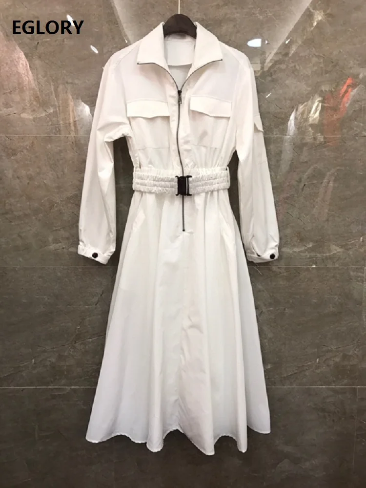 2020 Autumn Winter Fashion Runway Style Dress Women Turn-down Collar Front Zipper Long Sleeve Green White Black Trench Dress XL
2020 Autumn Winter Fashion Runway Style Dress Women Turn-down Collar Front Zipper Long Sleeve Green White Black Trench Dress XL