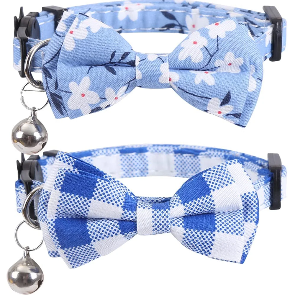 Breakaway Blue Cat Collar with Bell and Bowtie Floral Patterns Adjustable Safety Plaid Kitten Collars for Kitty Pet Small Dogs
Breakaway Blue Cat Collar with Bell and Bowtie Floral Patterns Adjustable Safety Plaid Kitten Collars for Kitty Pet Small Dogs