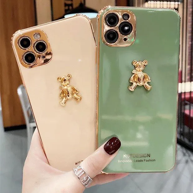 Cute Cartoon 3D Gold Bear plating Soft Silicone Phone Case For iPhone 11 12 Pro X XR XS Max 7 8 Plus Luxury Fashion cover funda
Cute Cartoon 3D Gold Bear plating Soft Silicone Phone Case For iPhone 11 12 Pro X XR XS Max 7 8 Plus Luxury Fashion cover funda