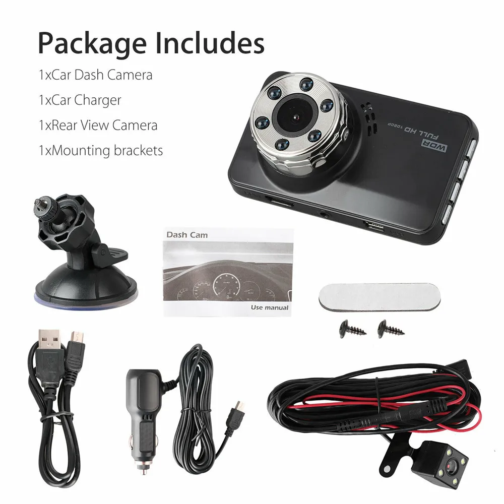 

Driving Recorder 3-Inch Dual-Lens Dash Cam 170Video Angle Dvr Car Monitoring High-Definition Reversing Image Recorders