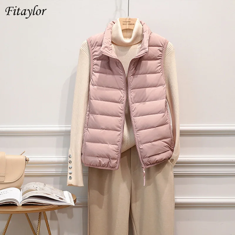 Fitaylor Autumn Winter Ultra Light Solid Down Vest Short Jacket Women Sleeveless Coat 3XL White Duck Down Waistcoat
Fitaylor Autumn Winter Ultra Light Solid Down Vest Short Jacket Women Sleeveless Coat 3XL White Duck Down Waistcoat