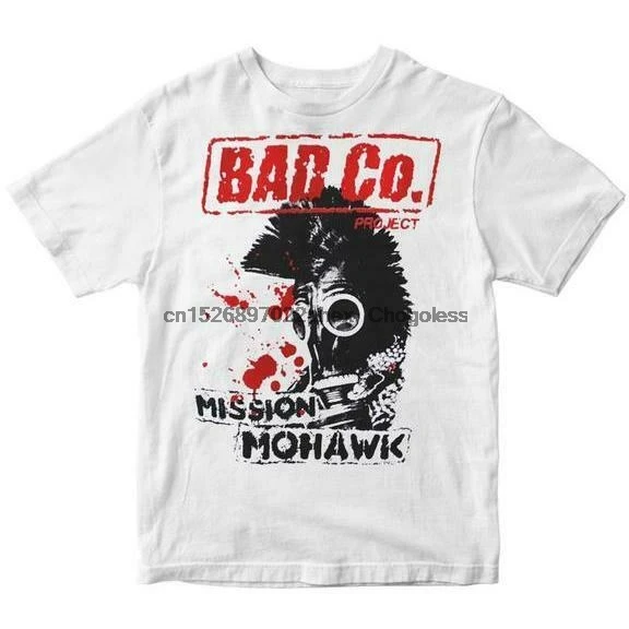 Футболка Bad Co. Project Mission Mohawk белая в стиле панк Пираты пресс записи|Мужские