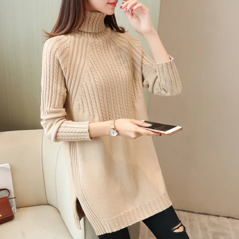 Женский длинный вязаный свитер с высоким воротником, 4 цвета, плотный Свободный пуловер с длинным рукавом, корейские вязаные топы с высоким ... 
Женский длинный вязаный свитер с высоким воротником, 4 цвета, плотный Свободный пуловер с длинным рукавом, корейские вязаные топы с высоким ...