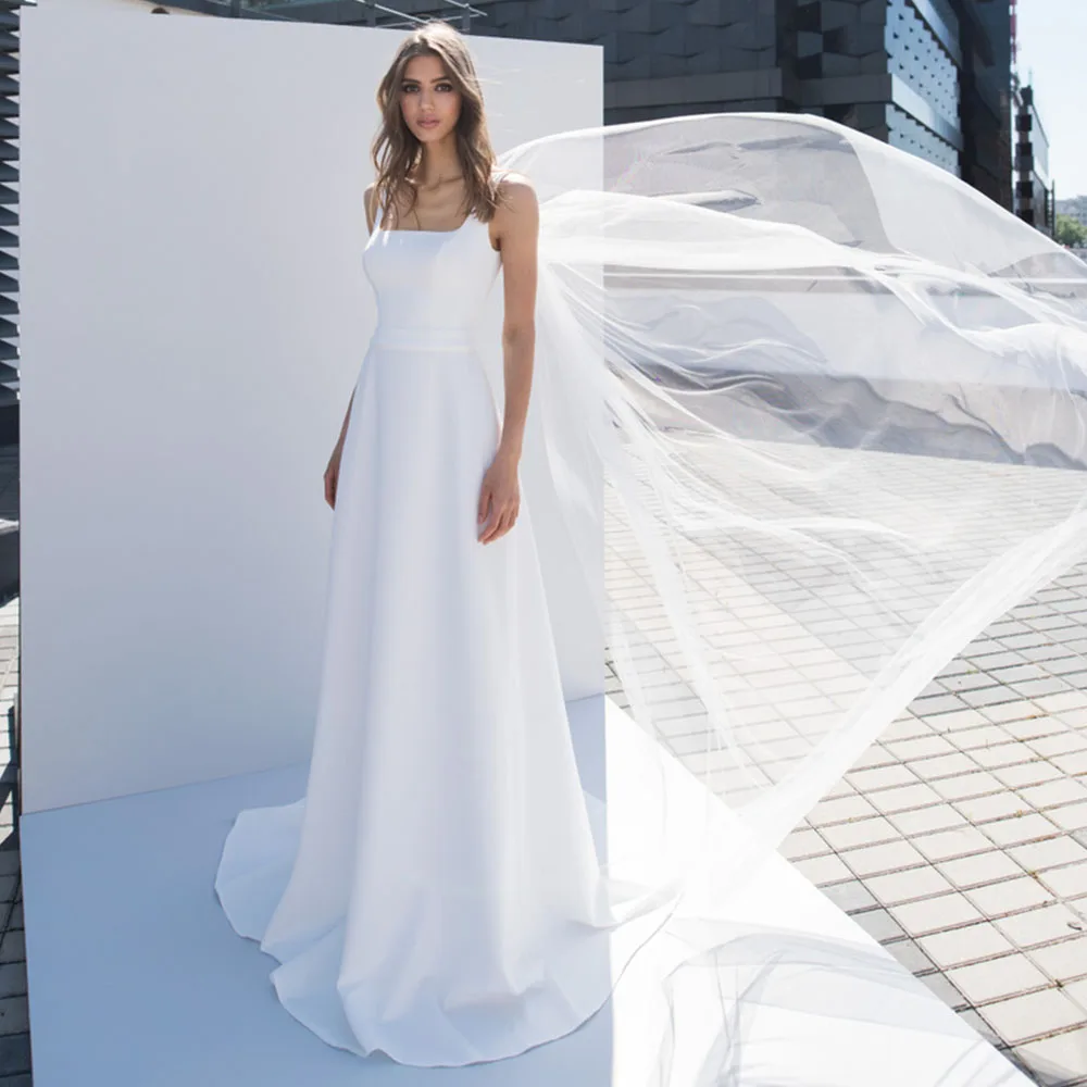 Simple Wedding Dresses A-Line Square Collar Sleeveless Jersey Elegant Sashes Backless Court Train Bridal Gowns Robe De Mariée
Simple Wedding Dresses A-Line Square Collar Sleeveless Jersey Elegant Sashes Backless Court Train Bridal Gowns Robe De Mariée