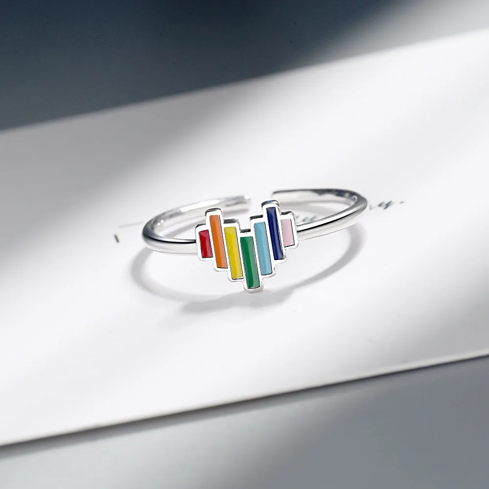 Fashion Lovely Rainbow Heart 925 Sterling Silver Open Rings Size Finger Ring For Girls Gifts Wholesale
Fashion Lovely Rainbow Heart 925 Sterling Silver Open Rings Size Finger Ring For Girls Gifts Wholesale
