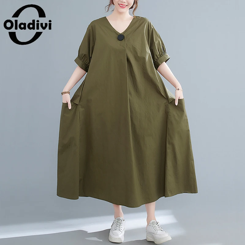 Oladivi Oversized Women Solid Color Long Dress with Pocket Elegant Lady Summer 2021 Fashion Casual Loose Dresses Female Vestidio
Oladivi Oversized Women Solid Color Long Dress with Pocket Elegant Lady Summer 2021 Fashion Casual Loose Dresses Female Vestidio
