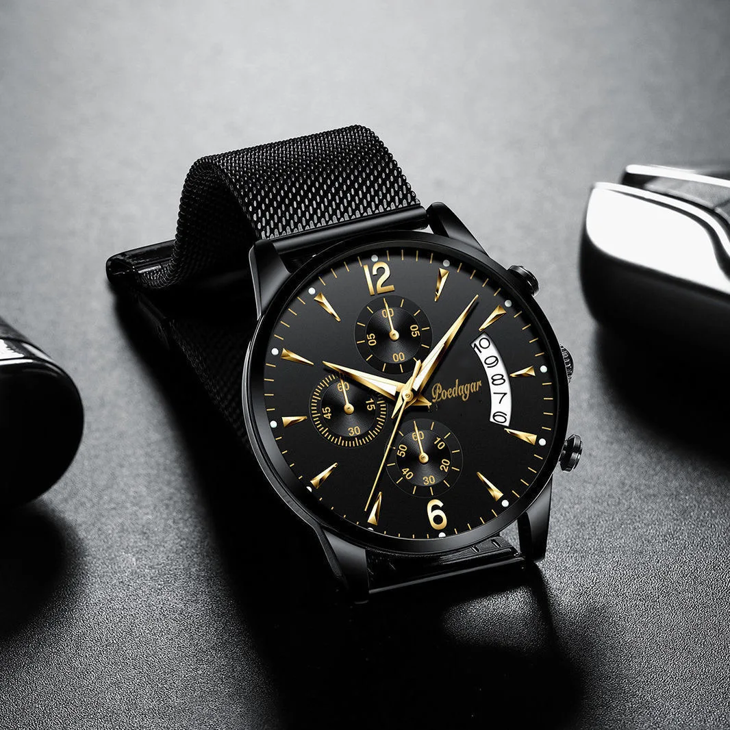 Новинка 2021 модные мужские часы poedaga водонепроницаемые светящиеся кварцевые