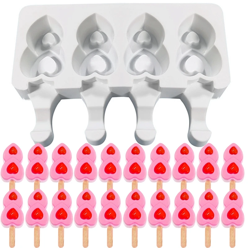 4 CellSilicone Ice Cream Mold Popsicle Molds DIY Homemade Dessert Freezer Fruit Juice Ice Pop Maker Mould With Sticks 
4 CellSilicone Ice Cream Mold Popsicle Molds DIY Homemade Dessert Freezer Fruit Juice Ice Pop Maker Mould With Sticks